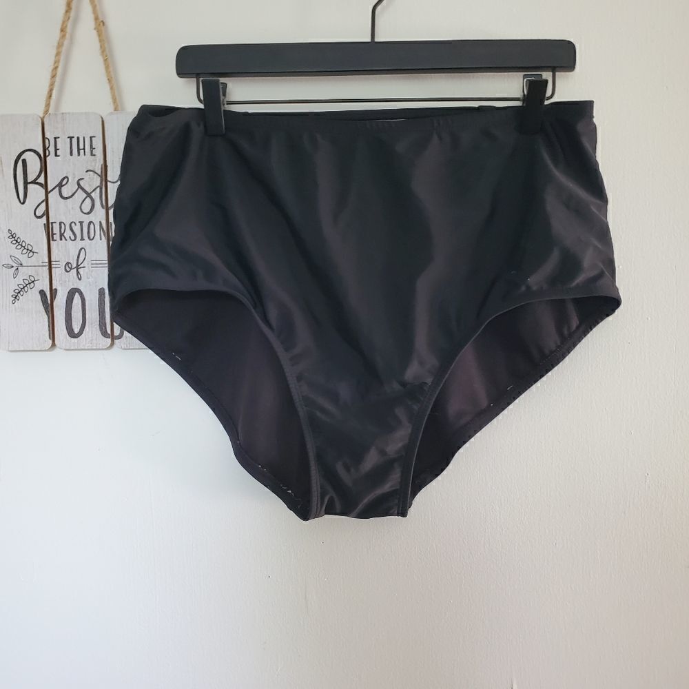 Time and Tru Black Strappy Bikini Bottom Plus Size 16W-18W